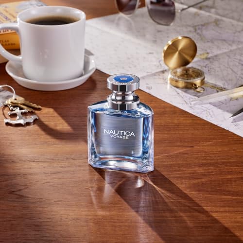 Nautica Voyage spray application demonstrates pulse-point use for lasting scent