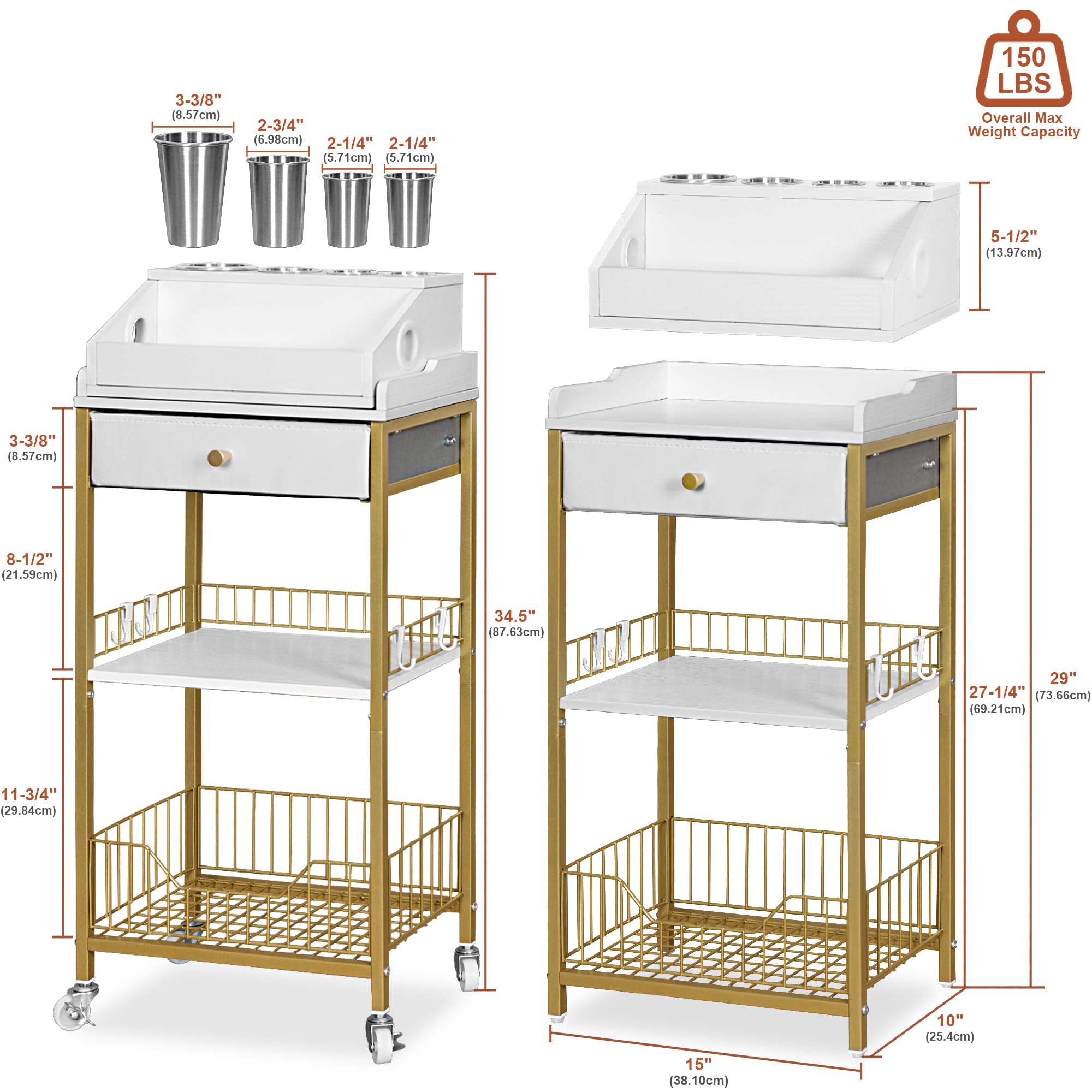 NauwaBarn makeup cart drawer open showing spacious drawer for serums