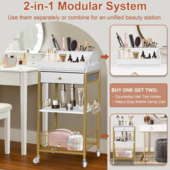 NauwaBarn makeup cart detachable hair tool holder doubles as standalone vanity organizer