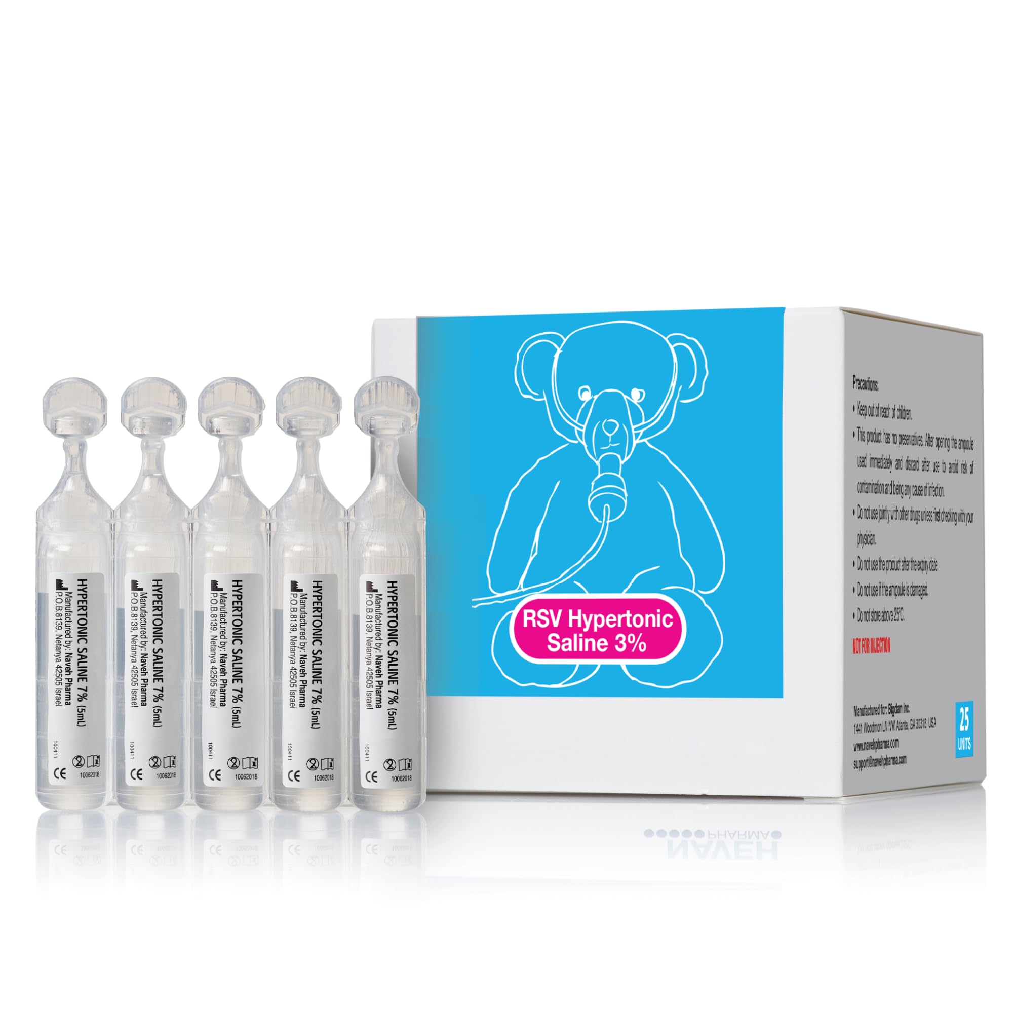 NAVEH PHARMA 3% saline ampoule pack for easy daily nasal care.