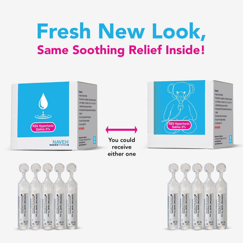 NAVEH PHARMA packaging highlights 25 hygienic single-use ampoules.