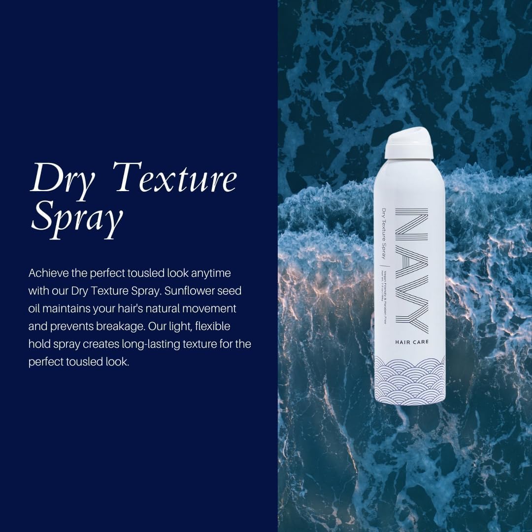 NAVY Dry Texture Spray sunflower-oil ingredient detail on label.