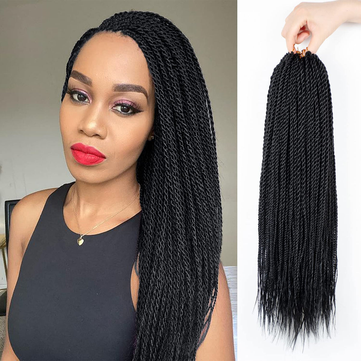 NAYOO Senegalese twist crochet hair 8-pack full head preview for quick, natural-looking install.
