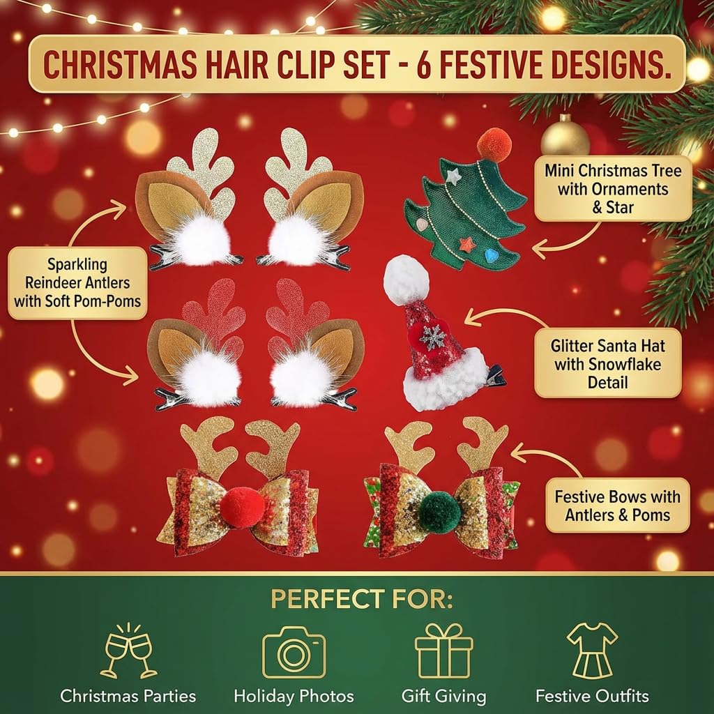 NBjiuyin Christmas hat hair clip creates cute seasonal accents for girls