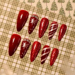 NBNTGH glossy full-cover nails in festive red for party-ready hands