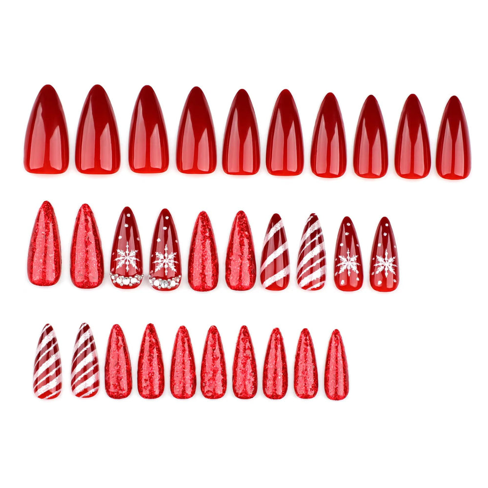 NBNTGH medium almond stiletto nails with rhinestones for chic manicure