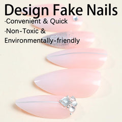 NBNTGH medium almond nails close-up with rhinestones for elegant nail art