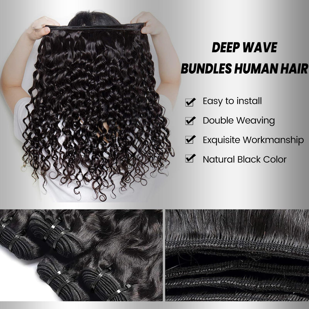 NBRUW Deep Wave Bundles 22-inch view demonstrates fullness and easy blending with natural hair.