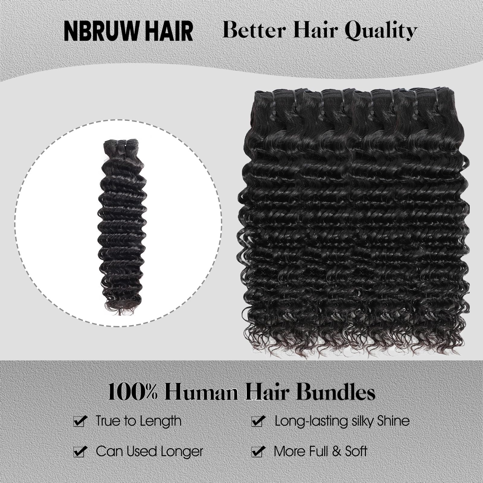 NBRUW 24-inch bundle close-up highlights durable double-weft and tangle-free potential.