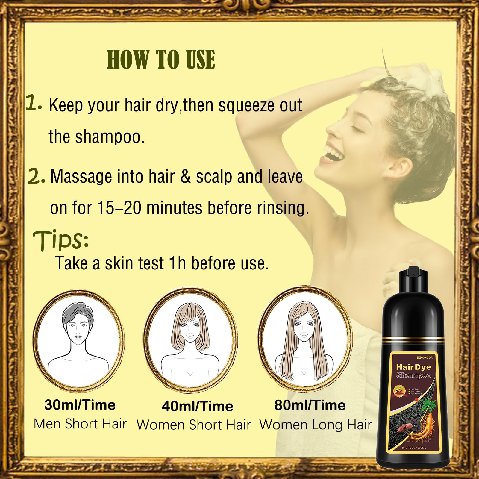 NCEPROHR light brown shampoo product on shelf highlighting 12 shade options and gentle formula.