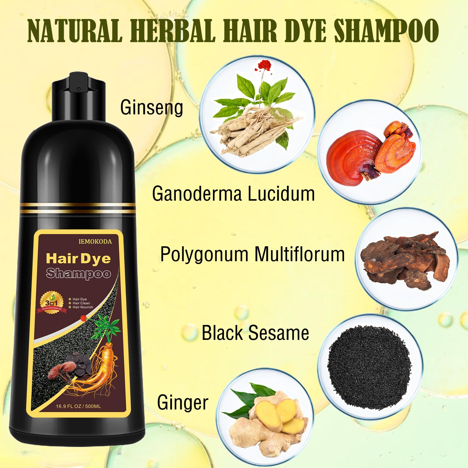 NCEPROHR light brown shampoo shown as dye, shampoo, and conditioner in one.