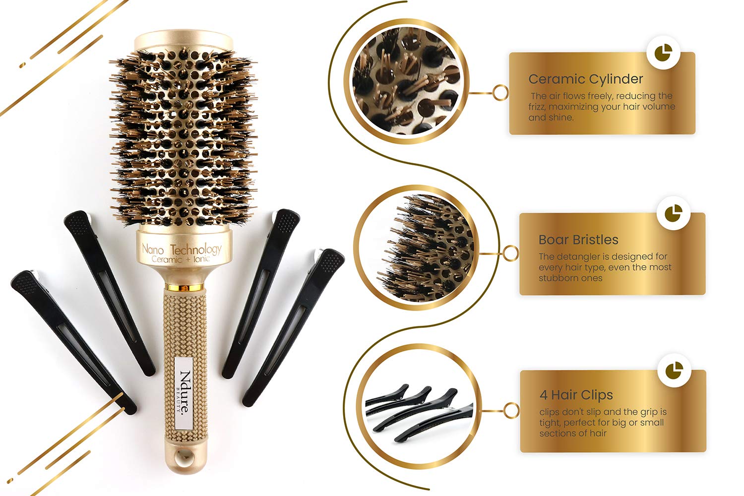 Ndure Beauty brush delivers glossy, salon-like finish with ionic technology