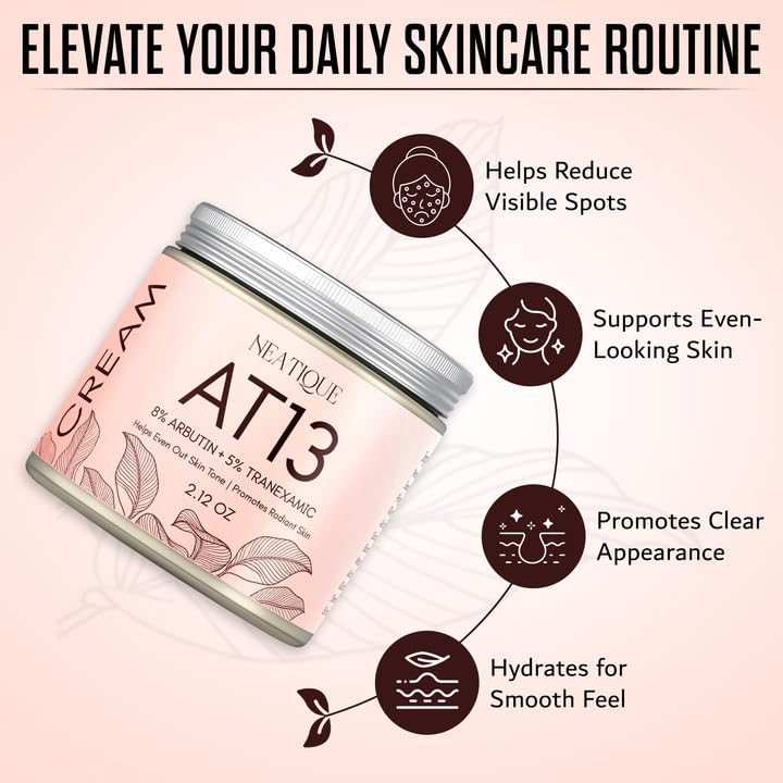 Neatique Arbutin 8% + Tranexamic Acid 5% Cream close-up shows smooth non-greasy finish.