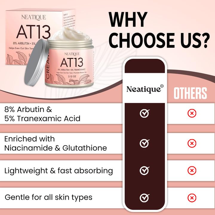Neatique Arbutin 8% + Tranexamic Acid 5% Cream swatch demonstrates creamy texture for ease of use.