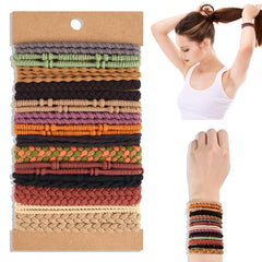 NEBURORA 28-pcs boho hair ties collection showing vibrant colors for daily outfits.