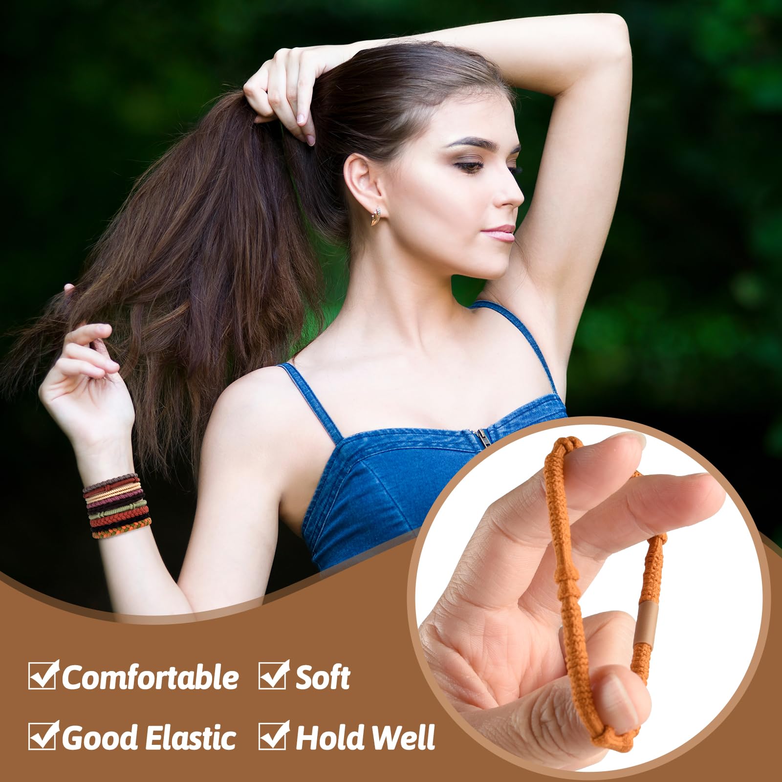 NEBURORA hair ties worn as bracelets on the wrist, stylish and convenient.
