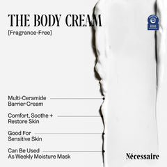 Nécessaire The Body Cream texture swatch shows rich, non-greasy hydration.