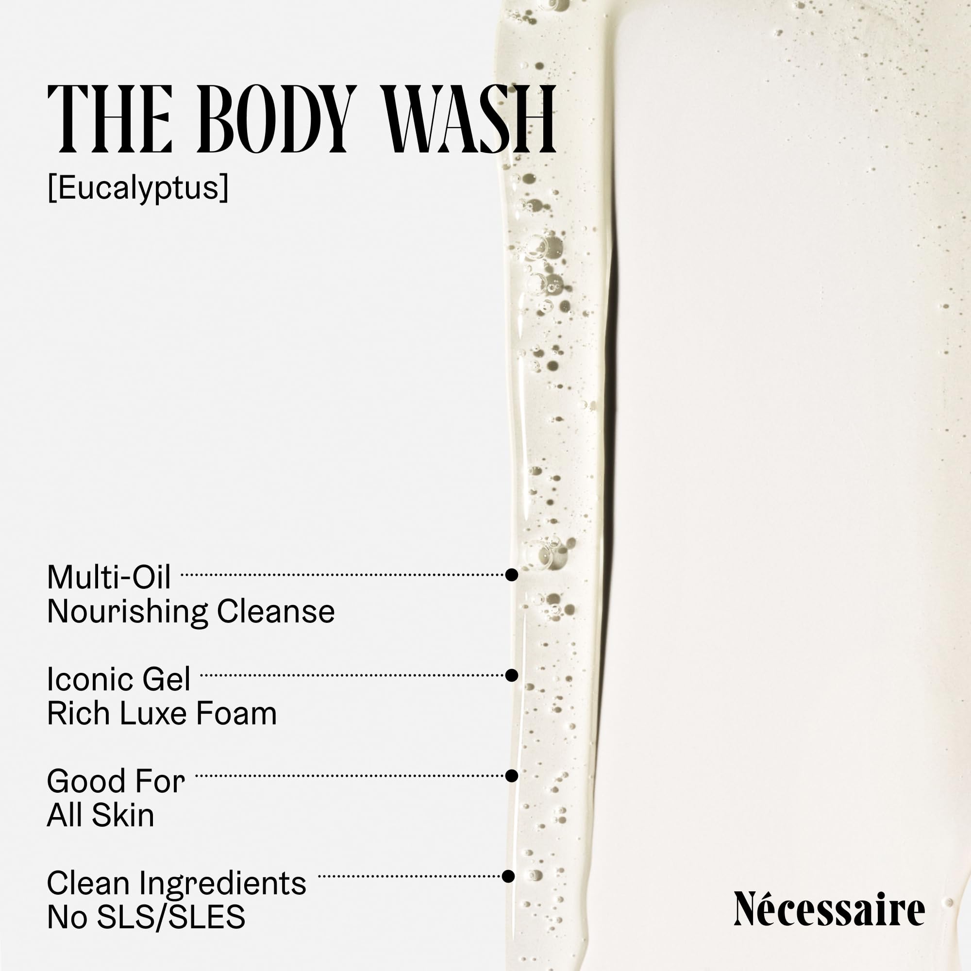 Nécessaire Body Essentials body lotion bottle-application captures peptide-rich formula for skin resilience.