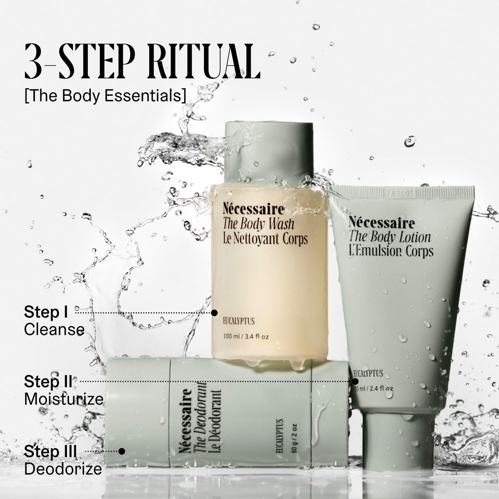 Nécessaire Body Essentials packaging-recycling shows FSC-certified and recyclable materials.