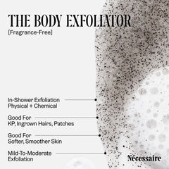 Nécessaire The Body Exfoliator dispense pump illustrates easy, mess-free application.