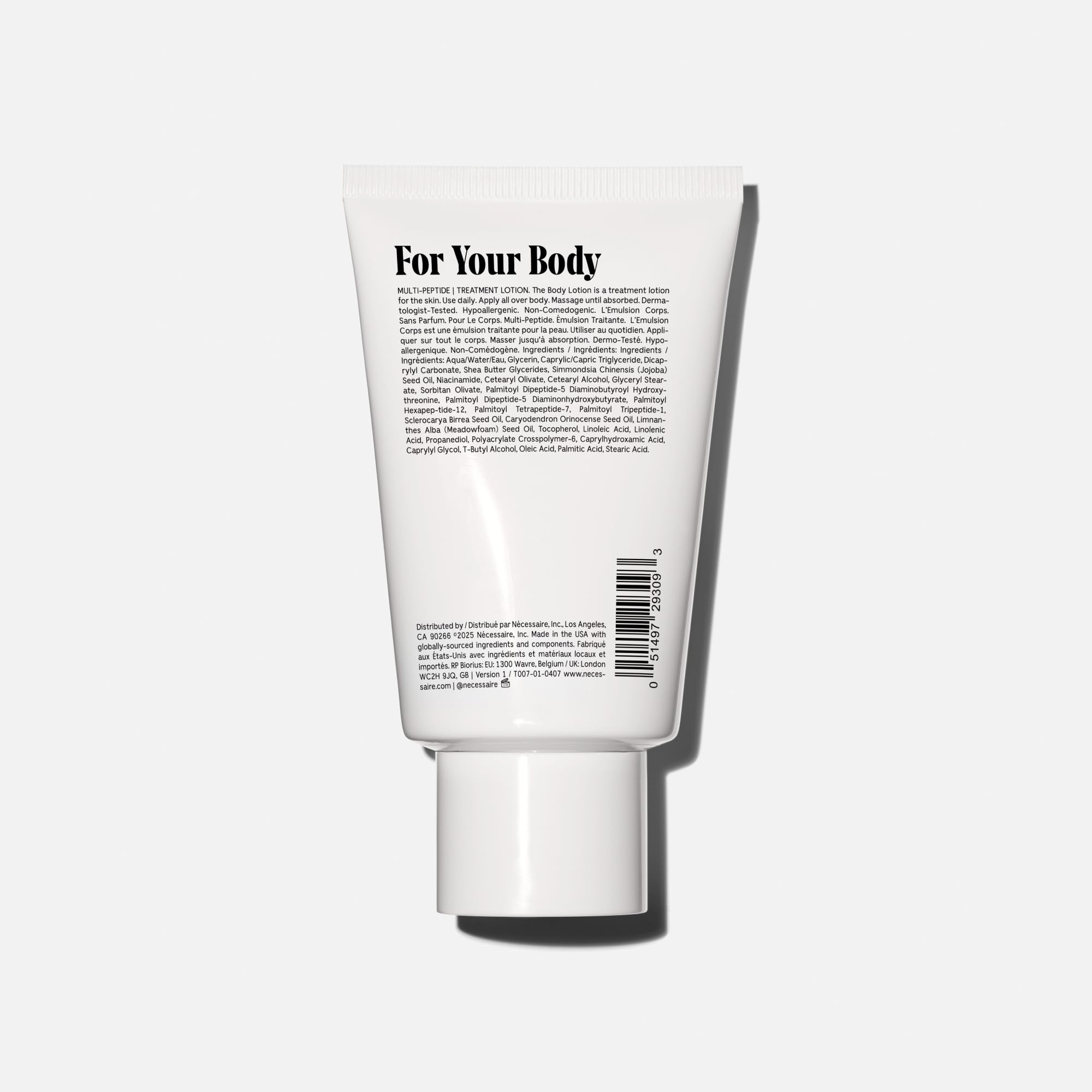 Nécessaire The Body Lotion applied on arm shows quick-absorb finish.