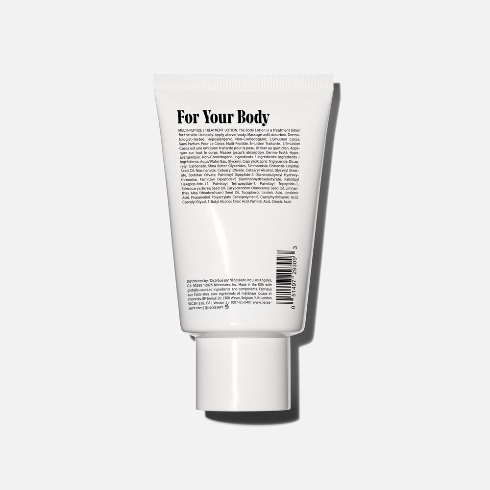 Nécessaire The Body Lotion applied on arm shows quick-absorb finish.