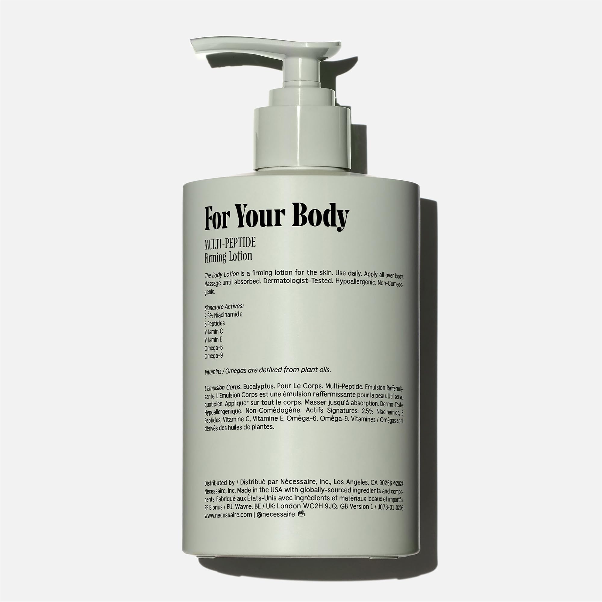 Nécessaire The Body Lotion Eucalyptus label closeup—highlights clean ingredients