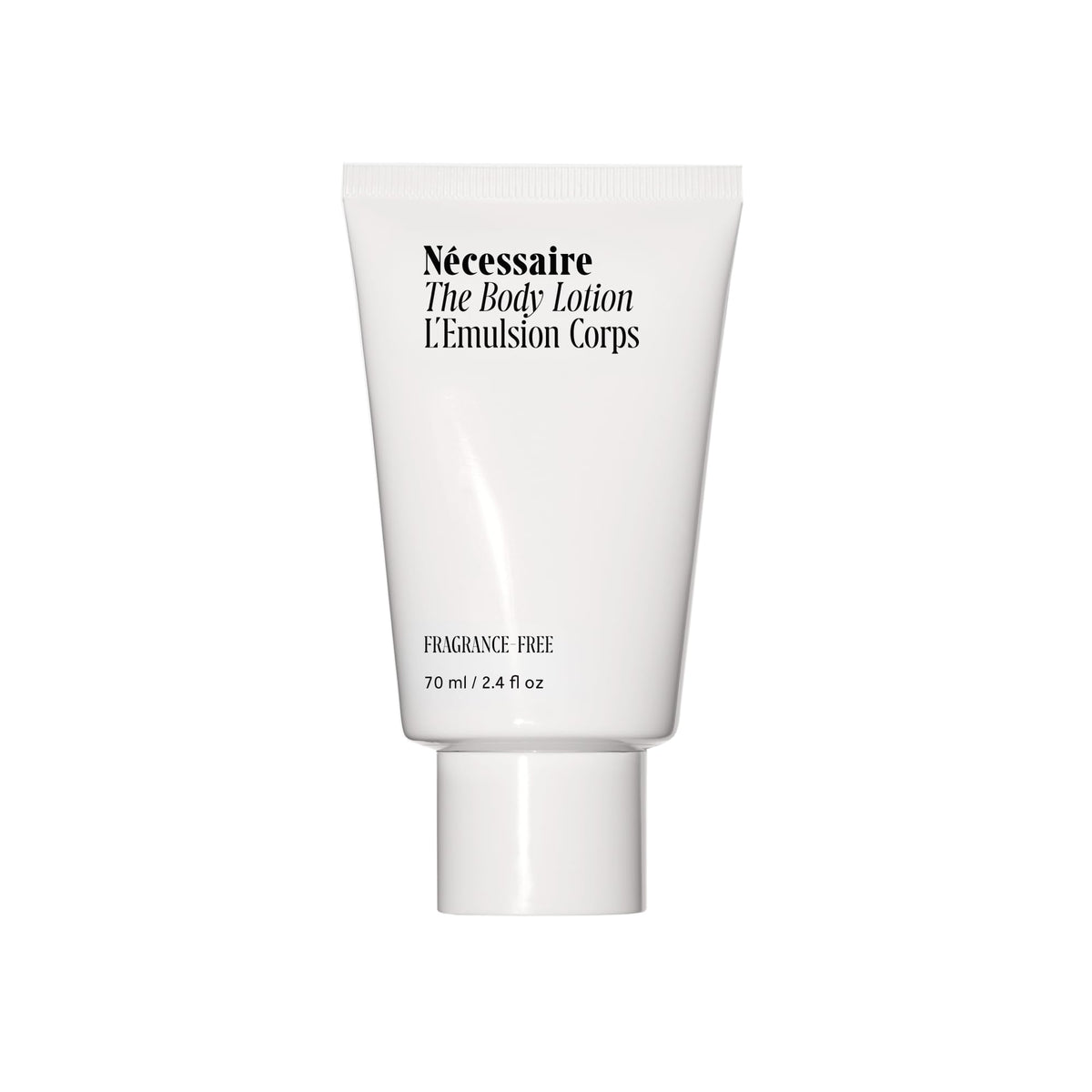 Nécessaire The Body Lotion fragrance-free bottle for everyday moisturization.