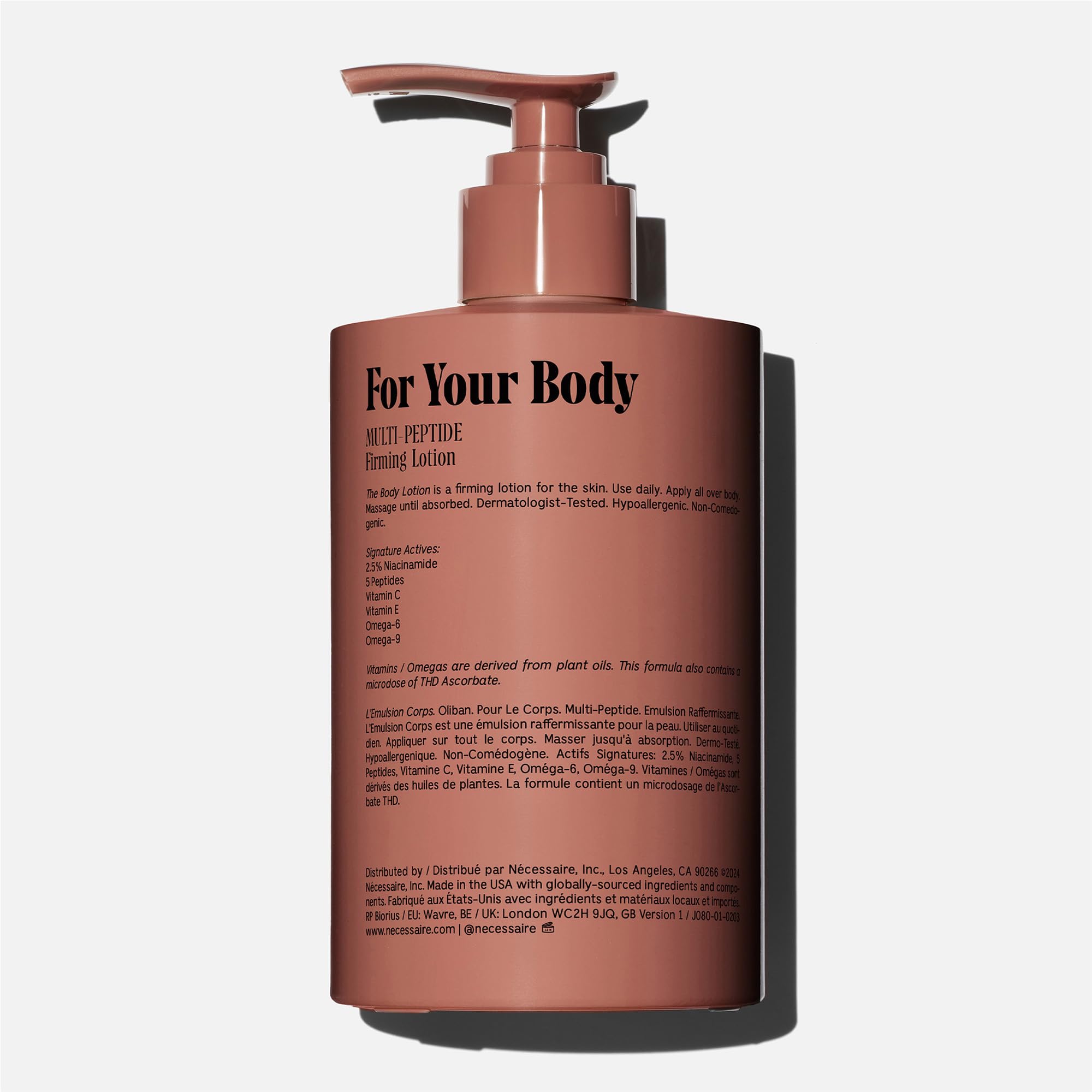 Nécessaire body lotion shows a lightweight, non-greasy finish.