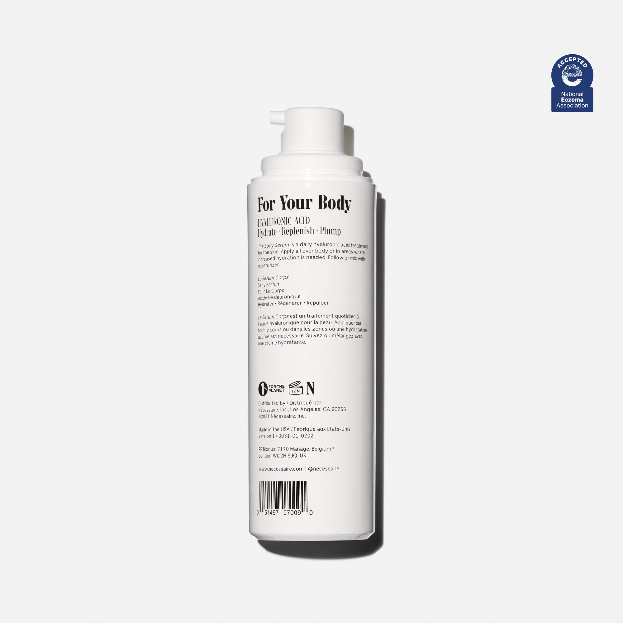 Nécessaire Body Serum application on dry skin for moisture.