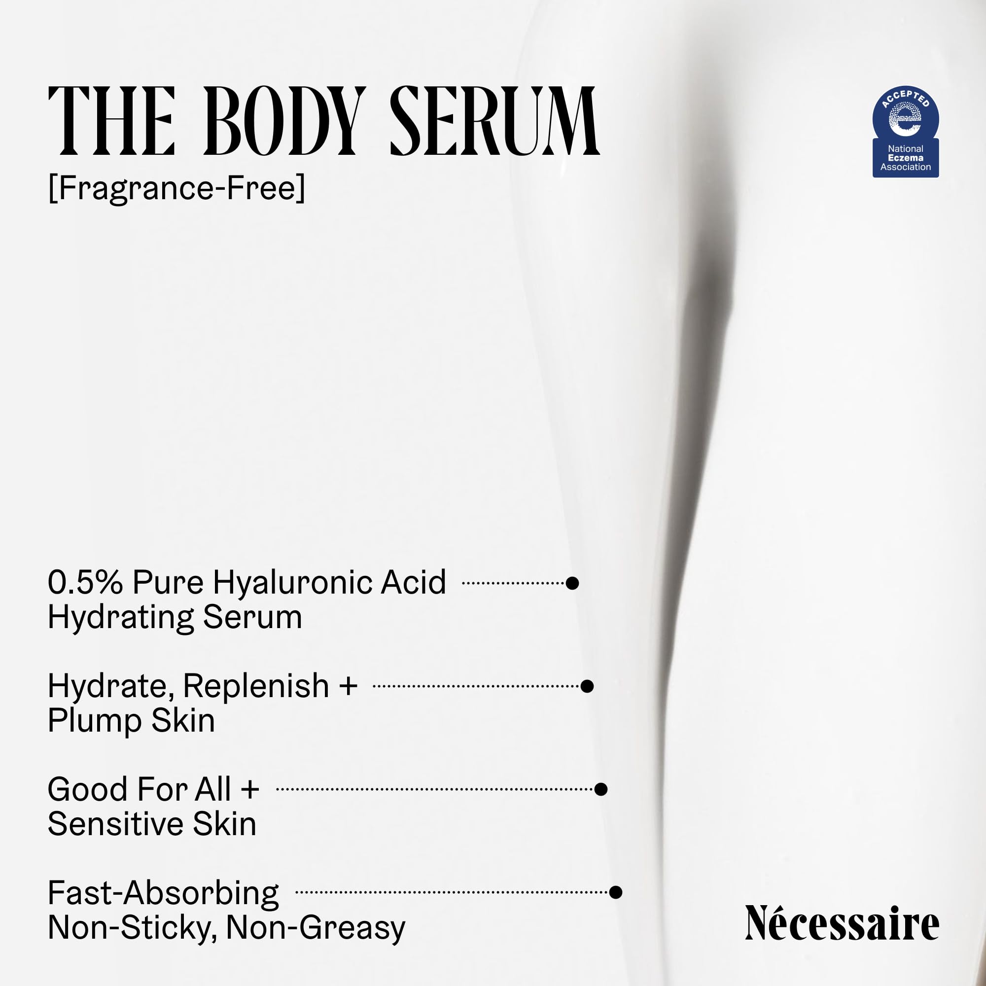 Elegant packaging of the Nécessaire Body Serum on display.