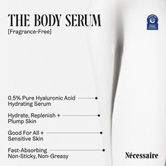 Elegant packaging of the Nécessaire Body Serum on display.
