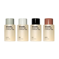 Nécessaire body wash discovery collection packaging shows travel-size bottles for gifting.