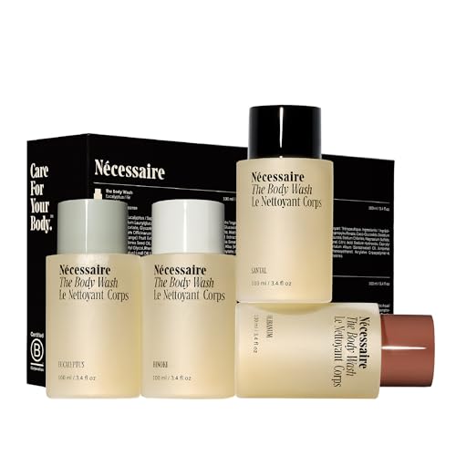 Nécessaire four-scent bottles display variety for different shower moods.
