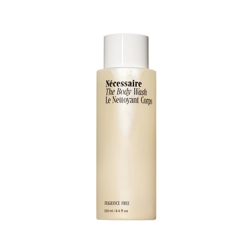 Nécessaire fragrance-free body wash bottle for sensitive skin.