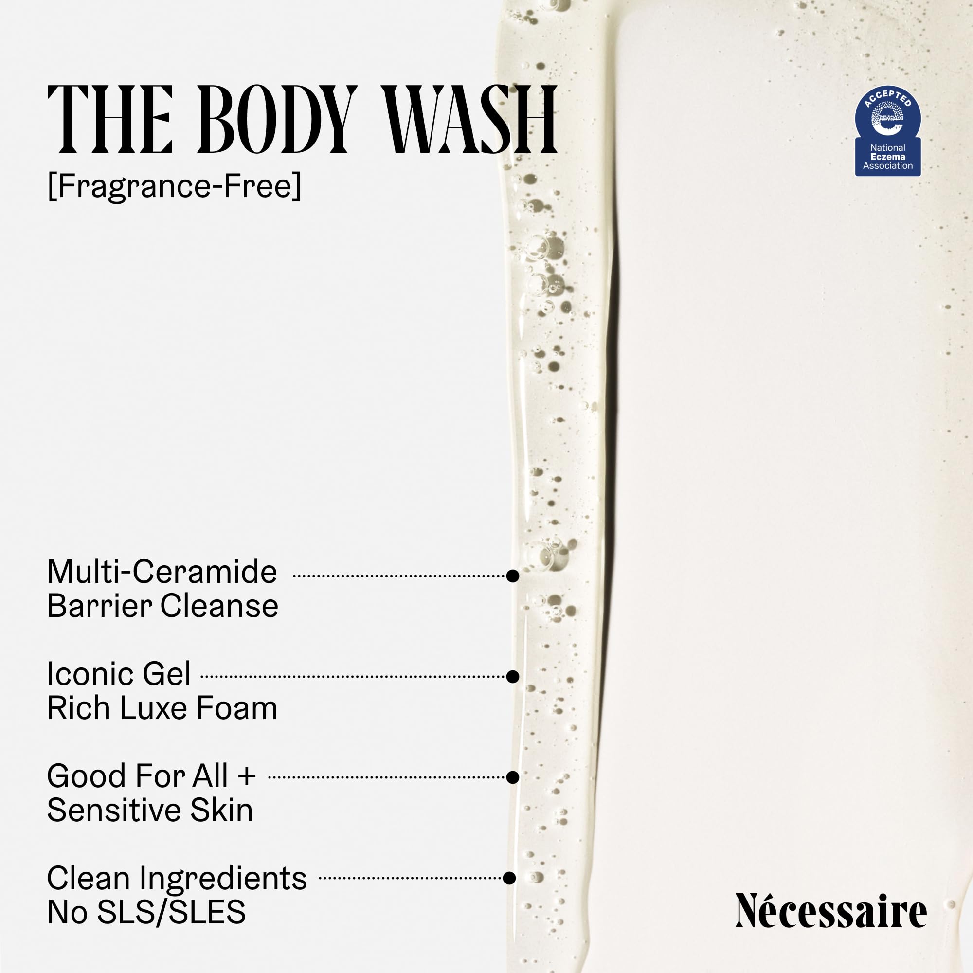 Nécessaire fragrance-free label close-up highlighting formula.