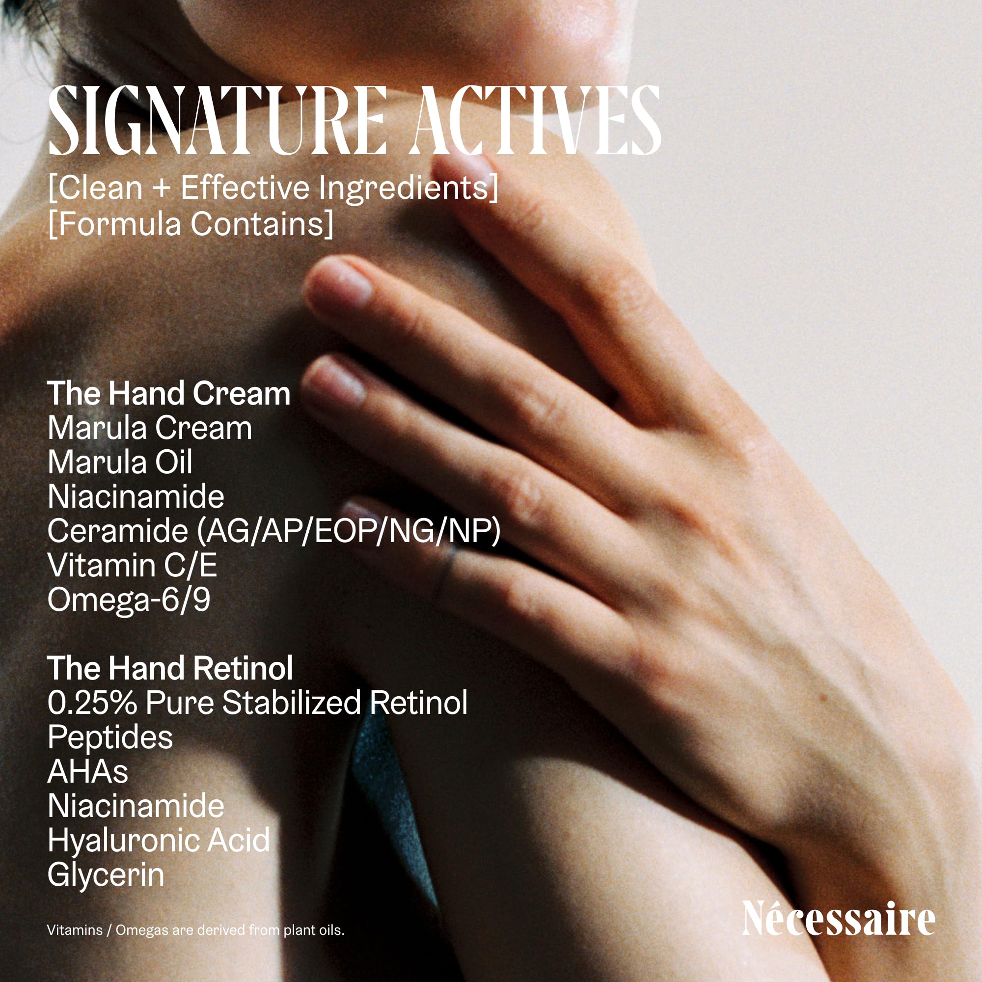 Nécessaire ingredients focus on ceramides niacinamide and marula oil for skin health.