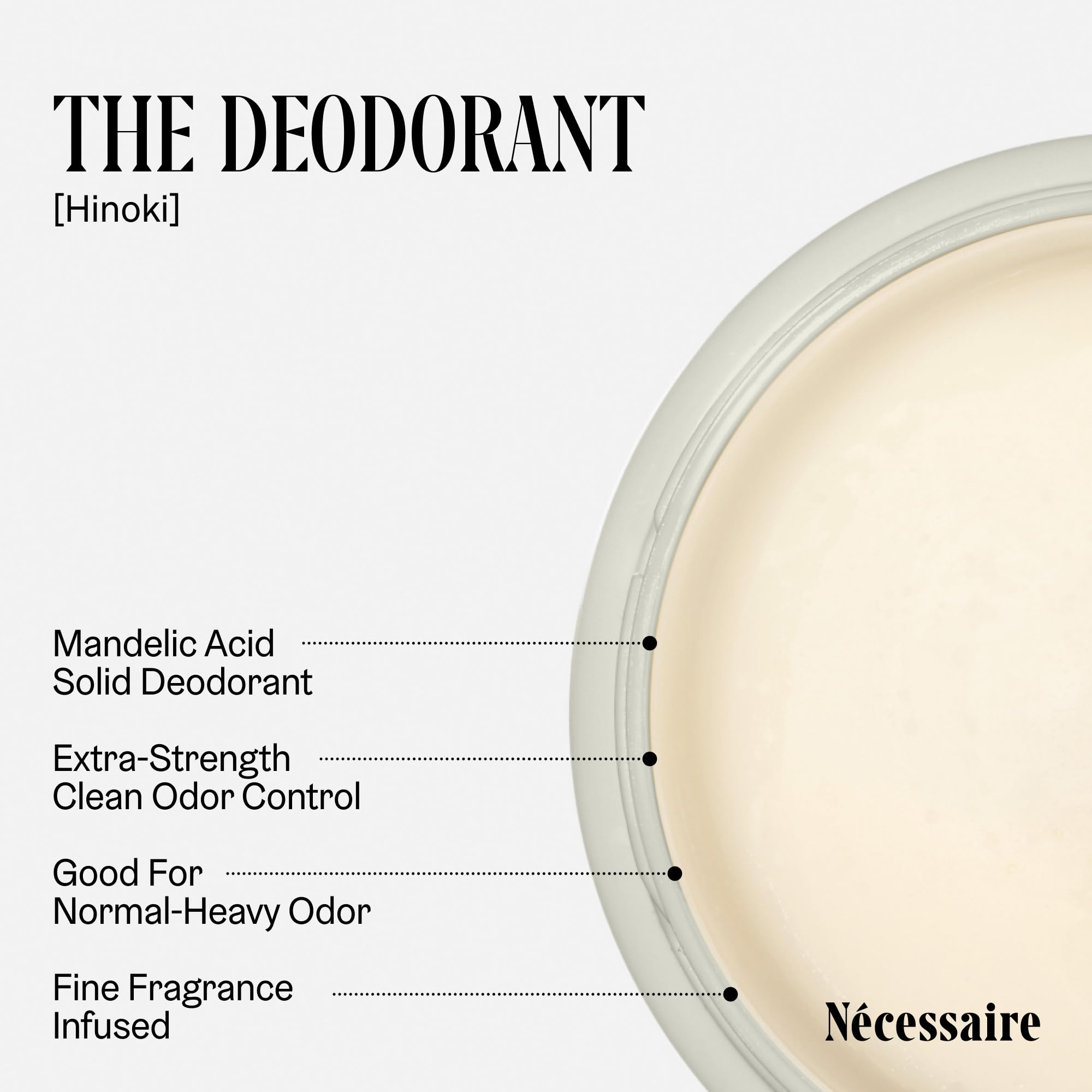 Nécessaire Hinoki cap closeup highlighting premium packaging and travel-friendly design.