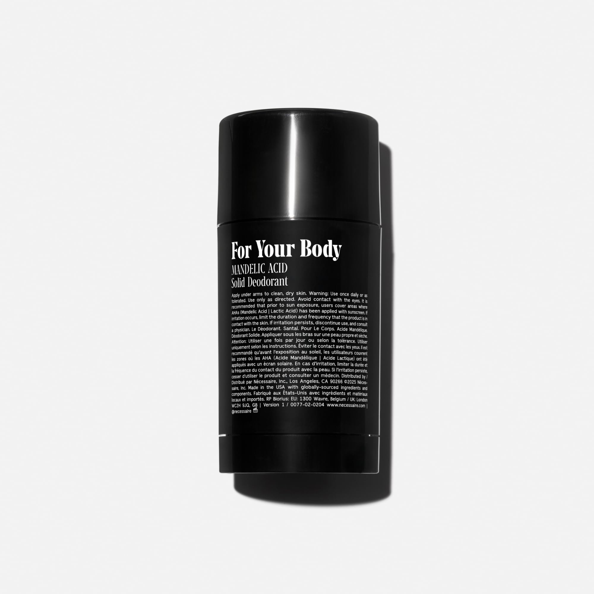 Nécessaire Deodorant Santal Mandelic Acid ingredients for gentle care.