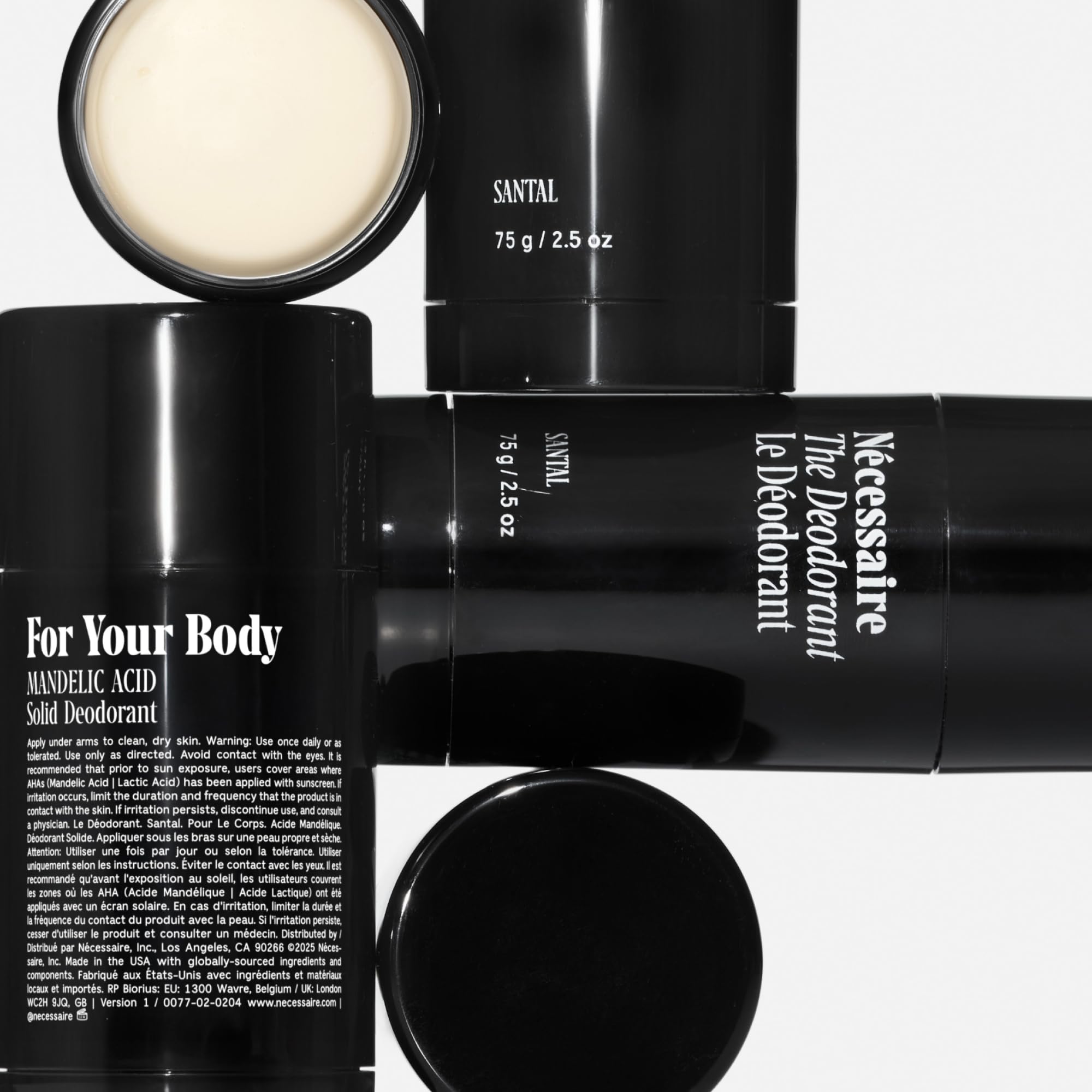 Nécessaire Deodorant Santal underarm application demonstrates easy daily use.
