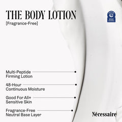 Nécessaire fragrance-free body lotion niacinamide ingredient emphasizes barrier support.