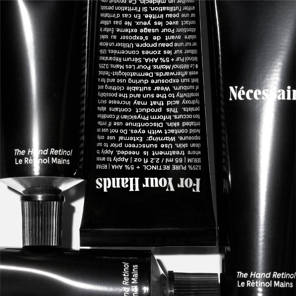 necessaire hand retinol texture swatch shows silky, lightweight feel