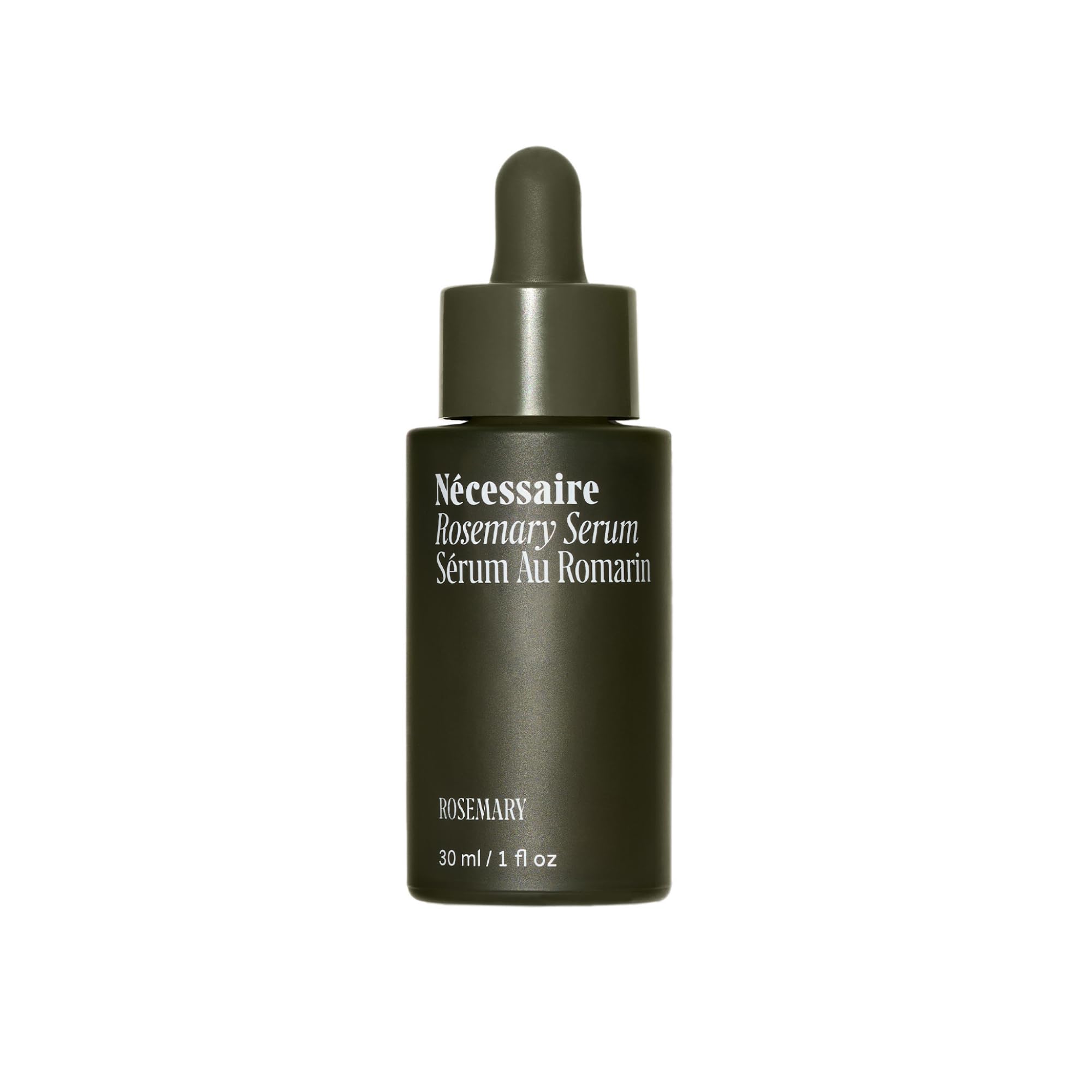 Nécessaire Rosemary Serum bottle with dropper highlights denser-looking hair support.