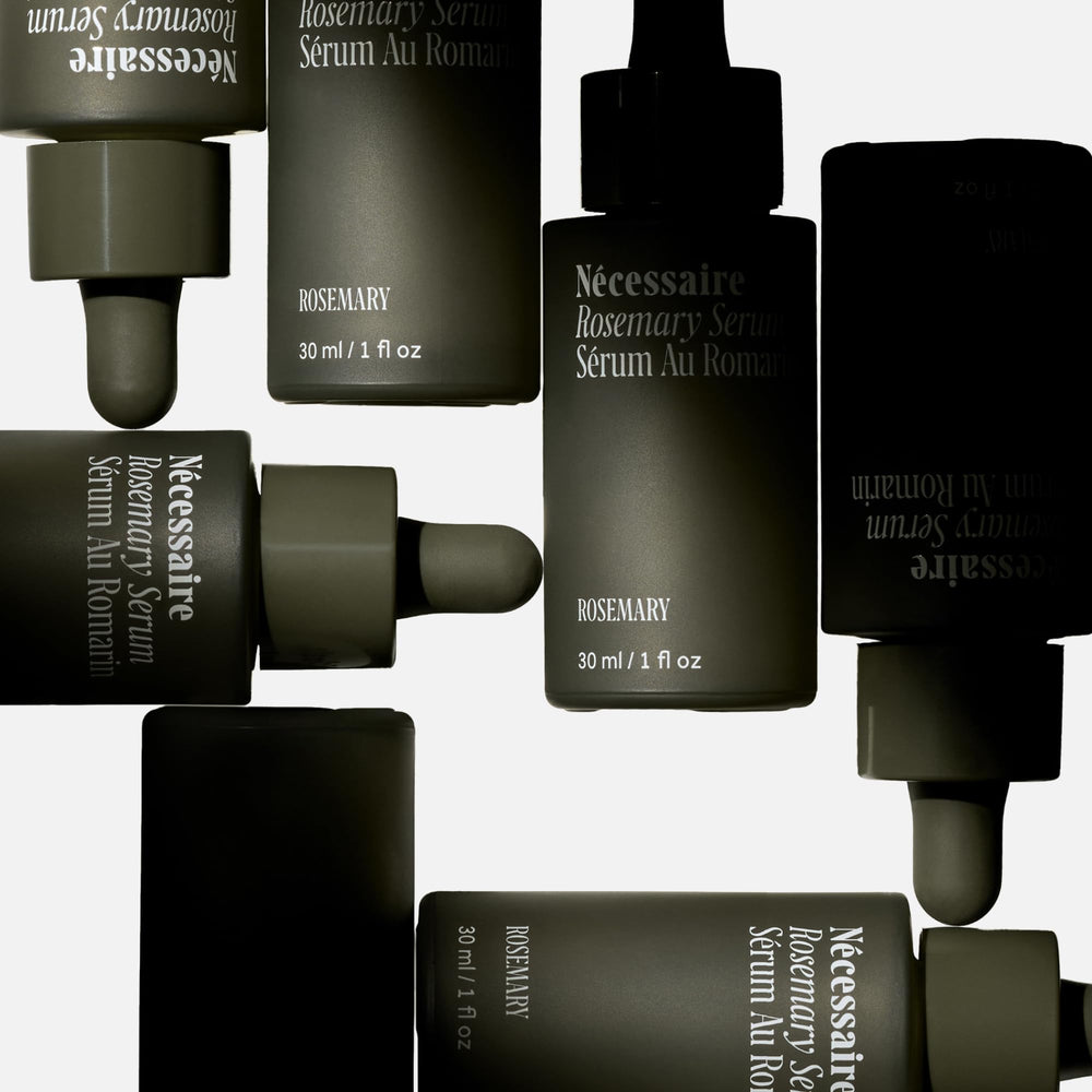Nécessaire Rosemary Serum texture close-up shows lightweight, non-greasy finish.