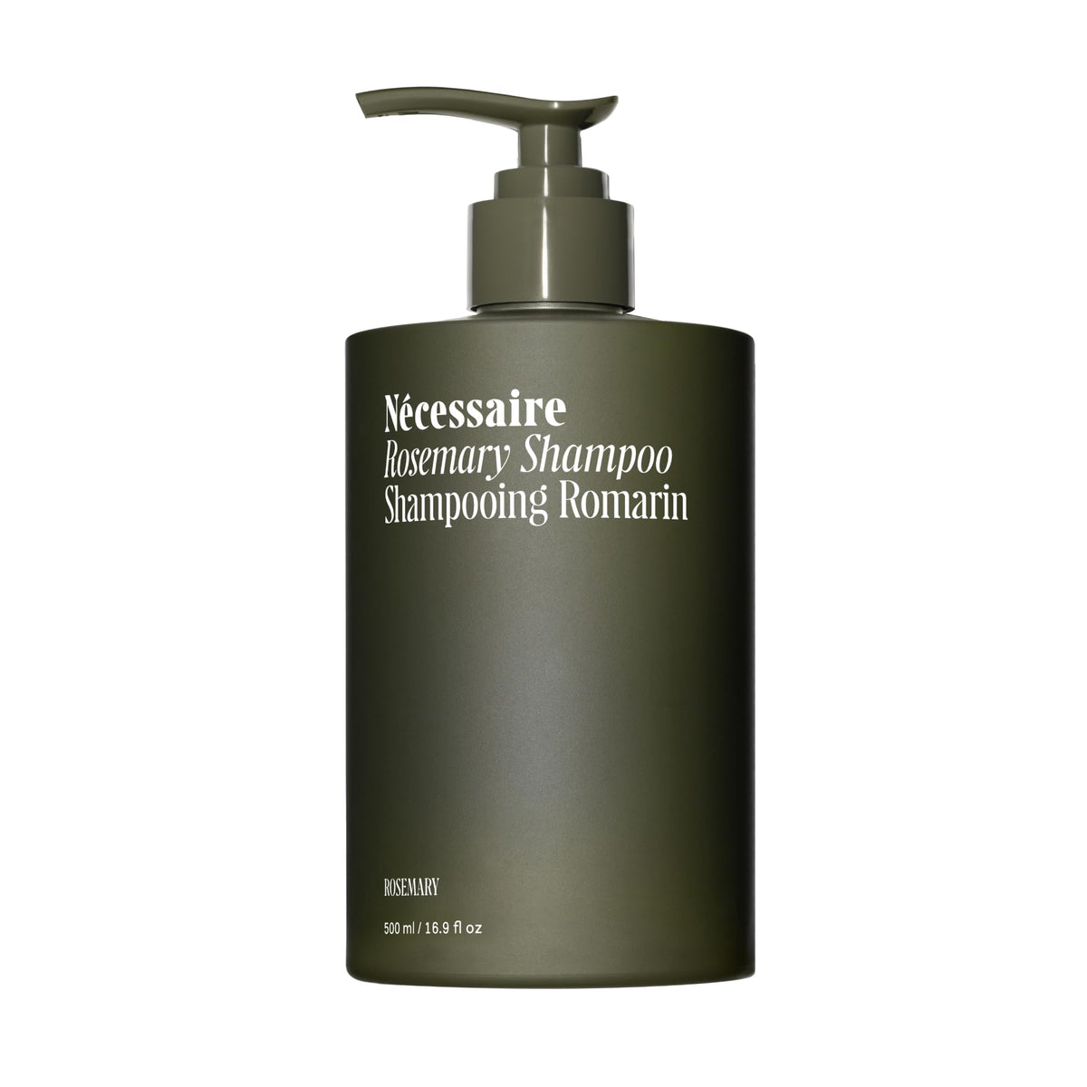 Nécessaire Rosemary Shampoo bottle-pump for convenient daily cleanse and scalp refresh.