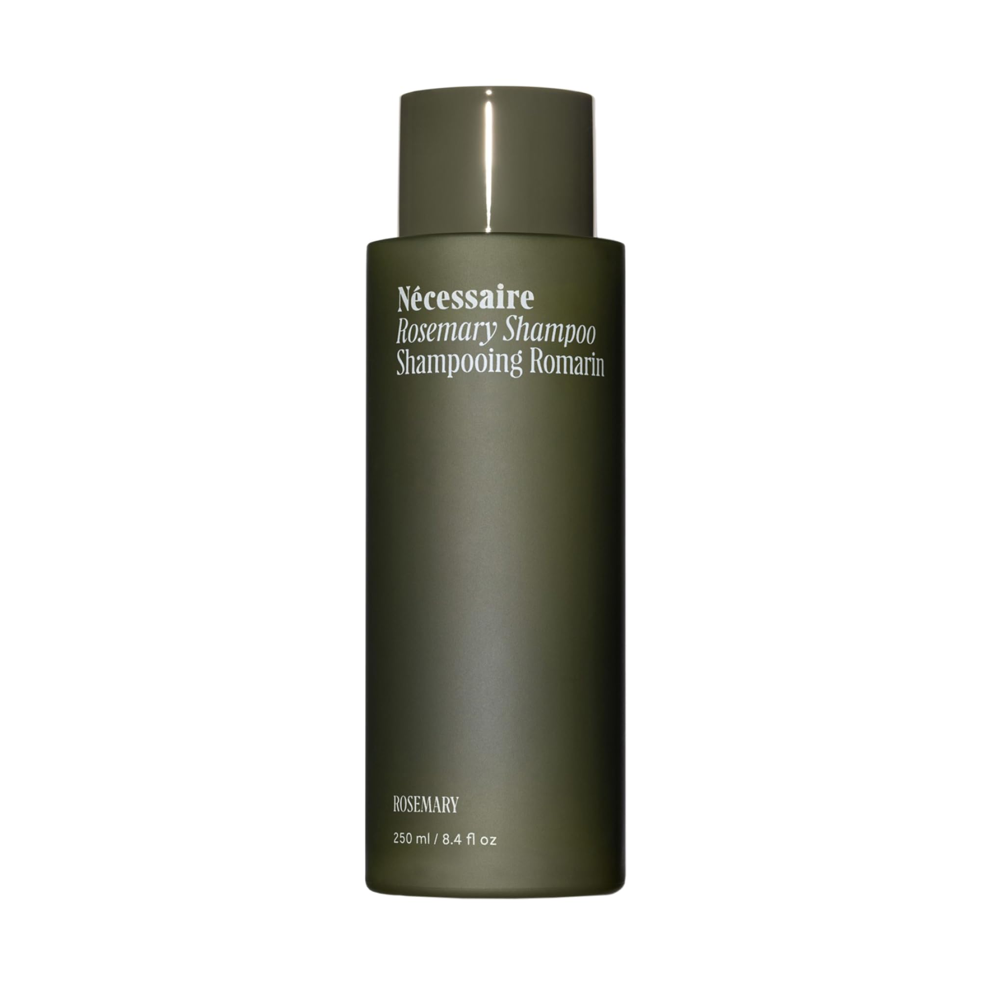 Nécessaire Rosemary Shampoo bottle shown for thinning hair care in a sleek package