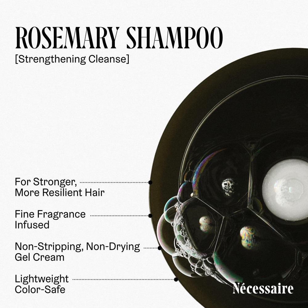 Close-up of rosemary sprigs used in Nécessaire Rosemary Shampoo formulation
