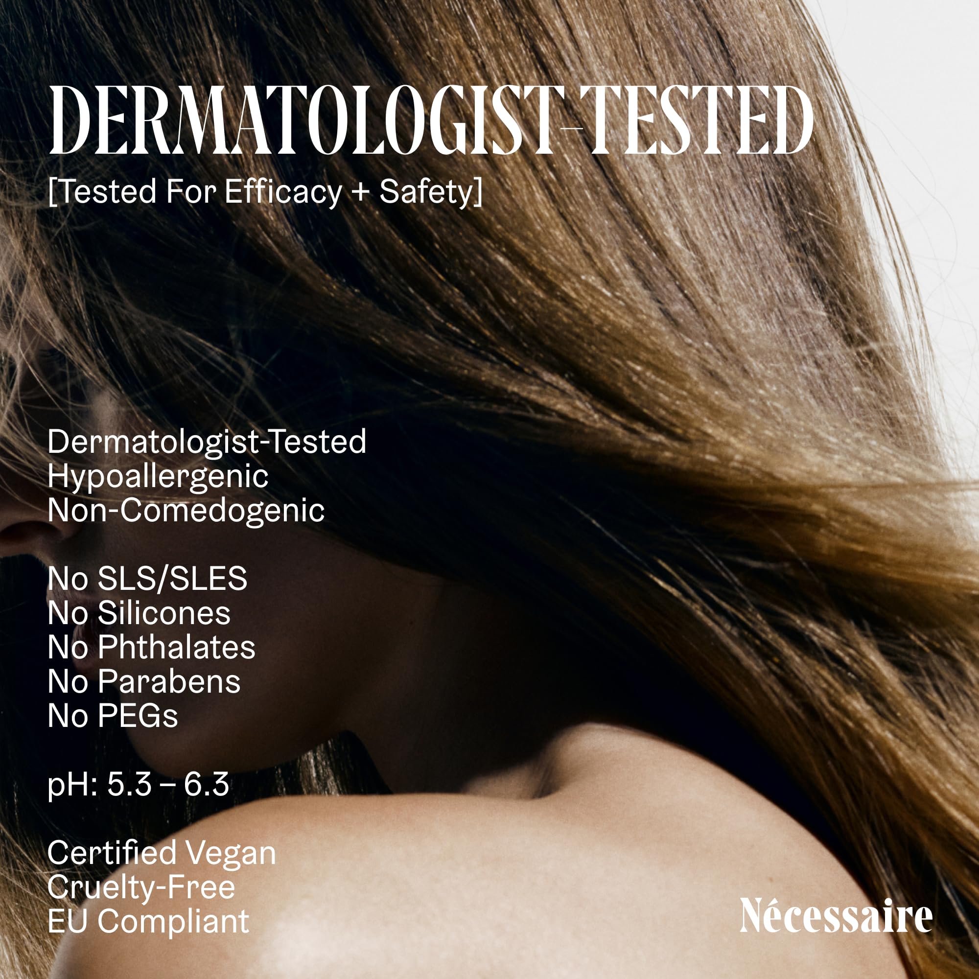 Color-safe Nécessaire Rosemary Shampoo shown on dyed hair test surface