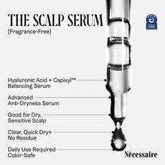 Nécessaire Scalp Serum being dispensed for targeted scalp application