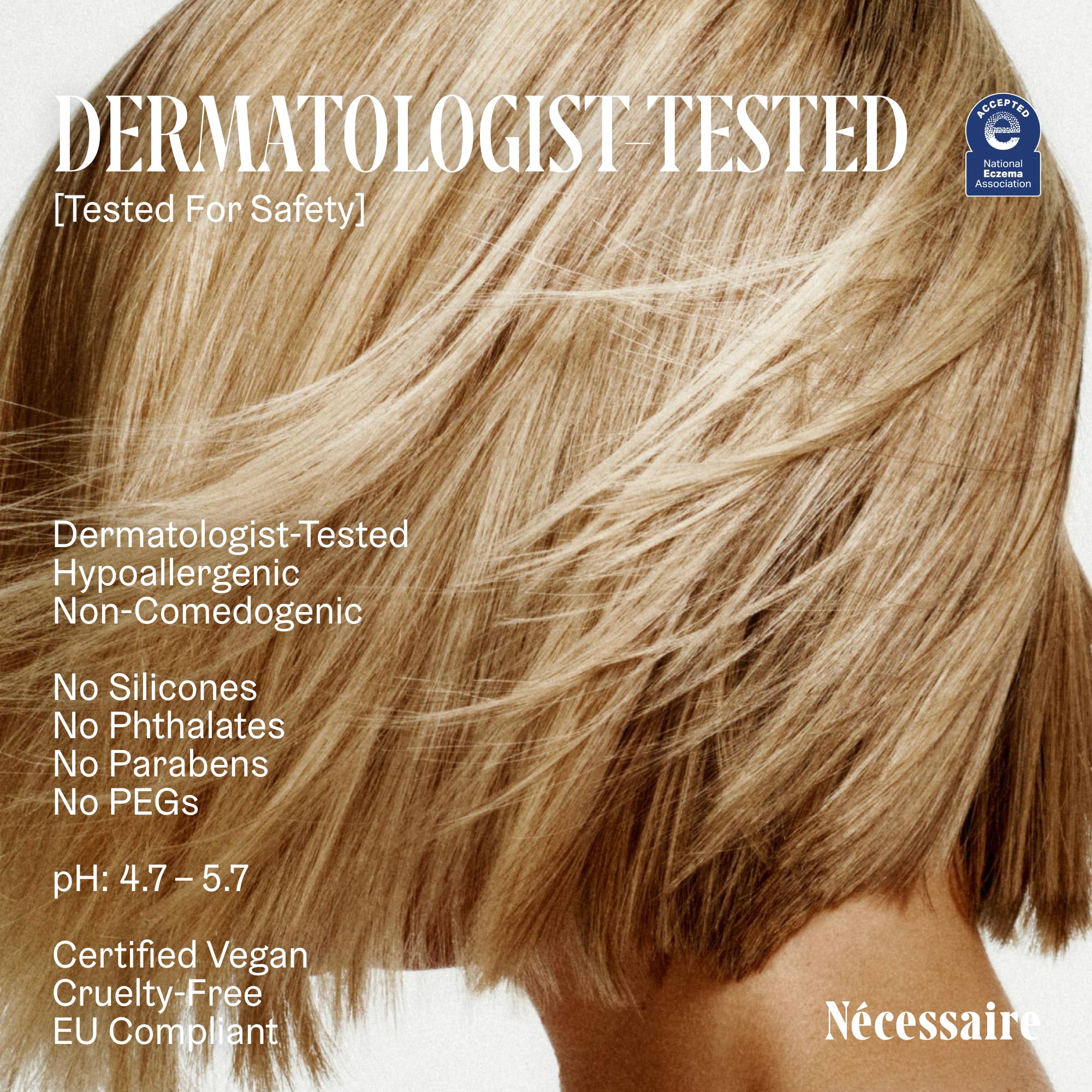 Nécessaire Scalp Serum eco-certifications badge on packaging